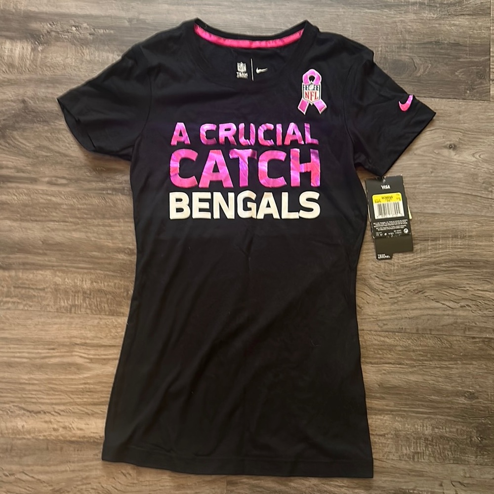 Cincinnati Bengals Nike Women’s Breast Cancer Awareness Pink Ribbon Shirt SMALL
